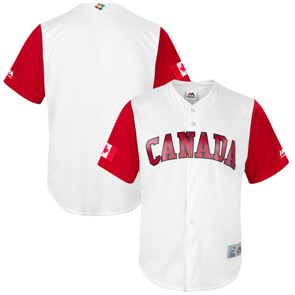 customized Men Canada Baseball Majestic White 2017 World Baseball Classic Replica Team Jersey->->MLB Jersey